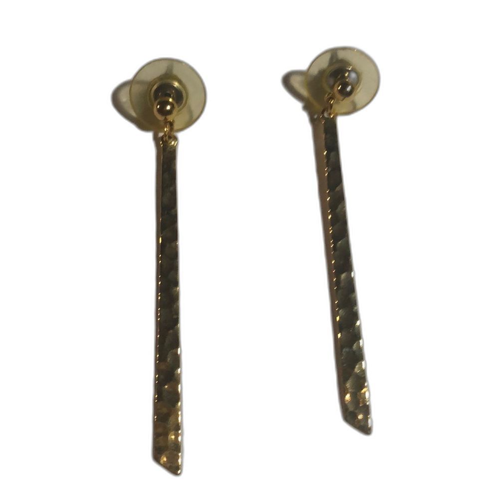 Vintage women hammered drop gold‎ ton earrings